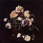 Roses in a Basket on a Table by Henri Fantin-Latour